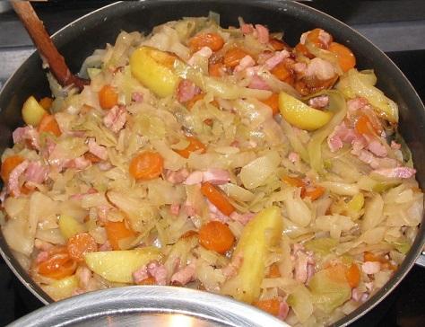 Chou blanc carottes aux lardons