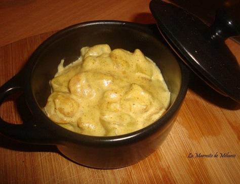 Cocottes de crevettes au curry et a la creme de coco