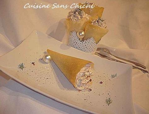 Cornets de feuille de brick au thon et chantilly