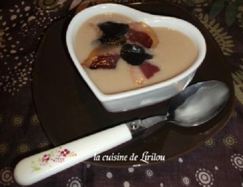 Creme de coco blancs au magret fume et huile de truffe