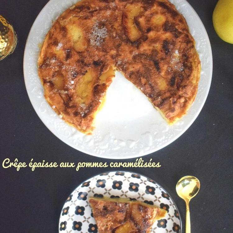 Crepe epaisse aux pommes caramelisees ou matefaim