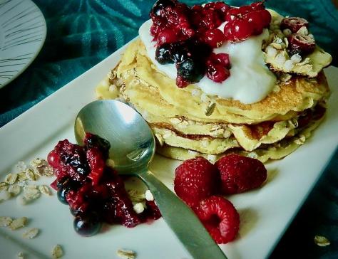PANCAKES COULIS FRAMBOISES-RICOTTA