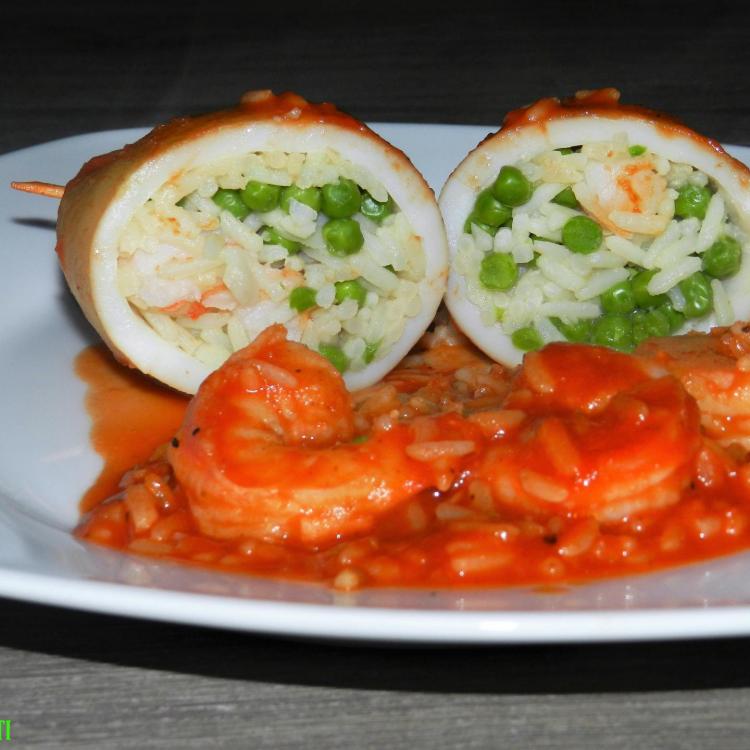 ENCORNETS FARCIS AUX RIZ ET AUX SCAMPIS