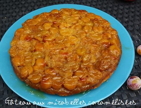 Gateau aux mirabelles caramelisees dans un caramel au beurre sale