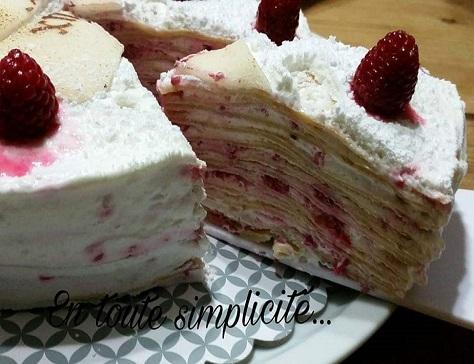 Gateau de crepes aux framboises