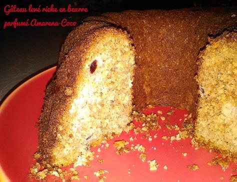 Gateau leve riche en beurre parfume amarena coco