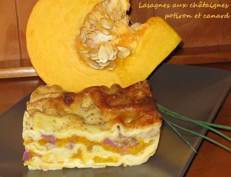 Lasagnes automnales aux chataignes potiron canard