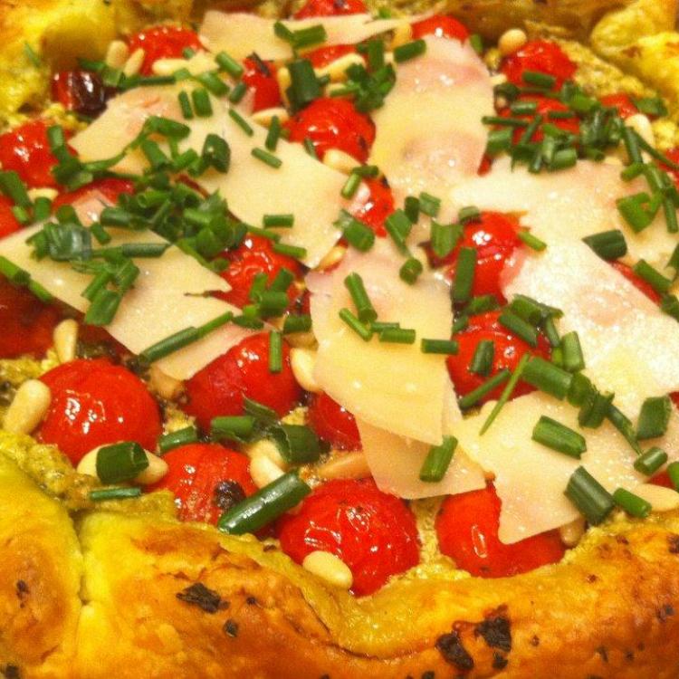 1 recette facile, Tarte feuilletée aux tomates cerises chèvre frais
