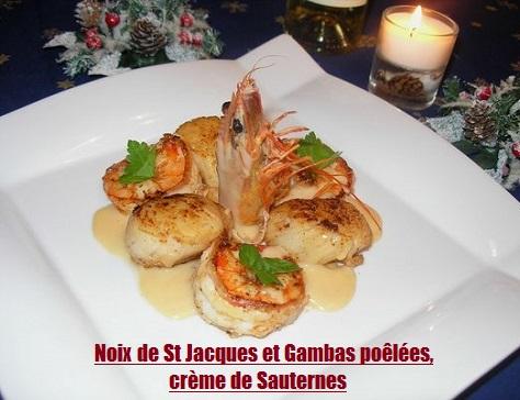Noix de st jacques et gambas poelees creme de sauternes