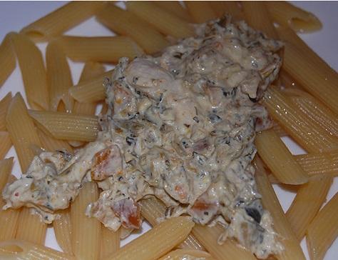 Pennes a la fondue de poireaux et philadelphia
