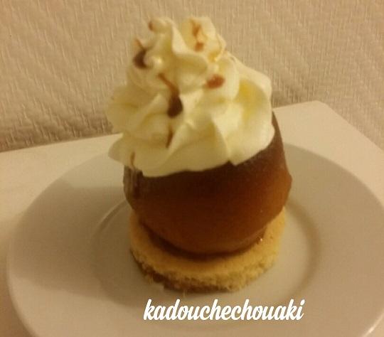 Pomme caramelisee insert fruits rouges chantilly mascarpone