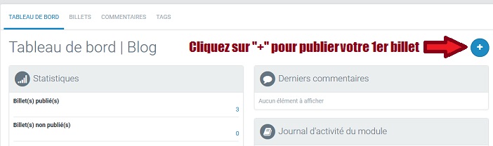 Tableau de bord du blog