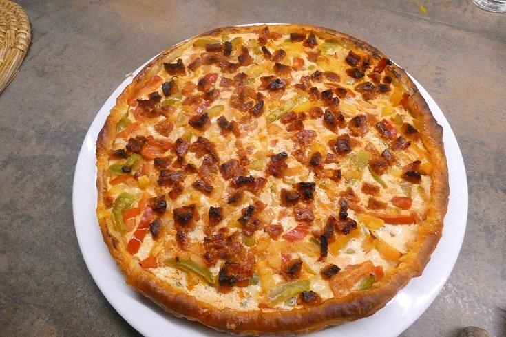 Tarte aux poivrons tricolores et chorizo