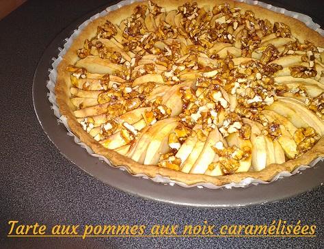 Tarte aux pommes et noix caramelisees
