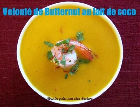 Veloute de courge butternut au lait de coco et au cari